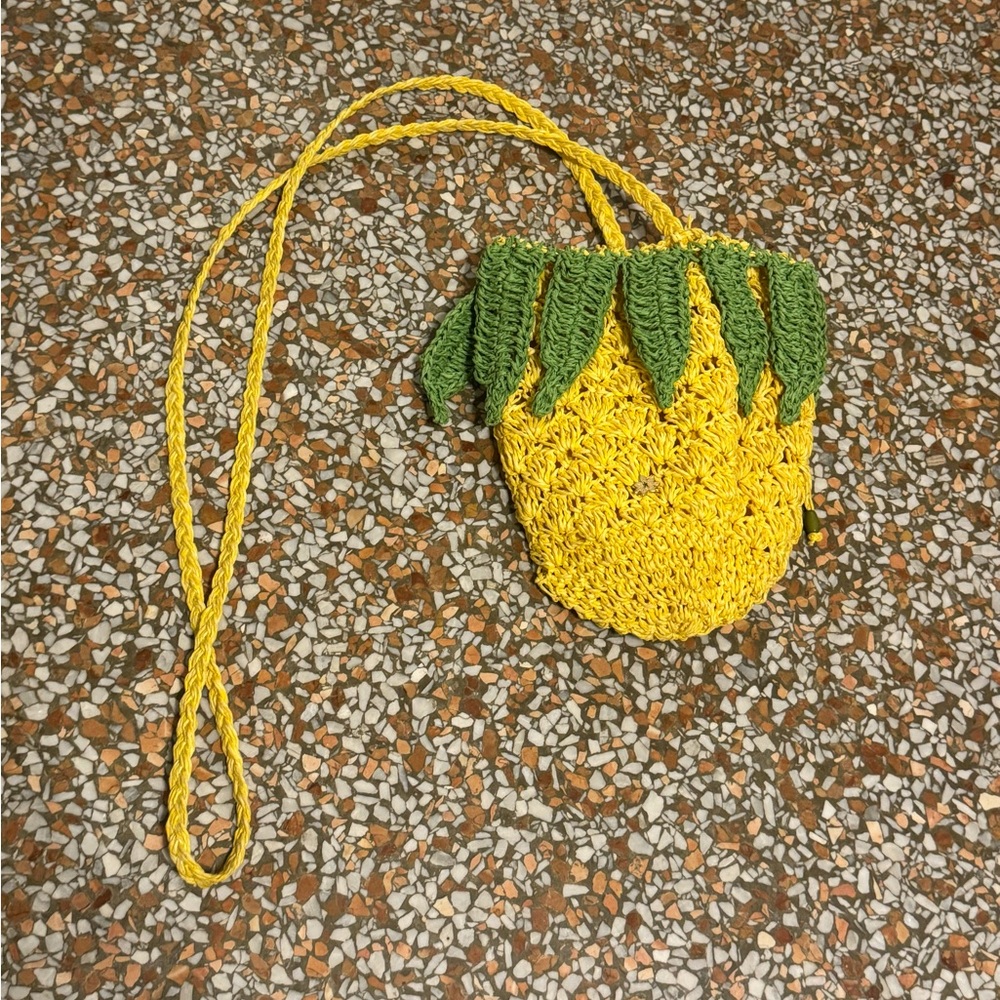 Cappelli Straworld Inc. Yellow Pineapple Straw Crochet Bag
